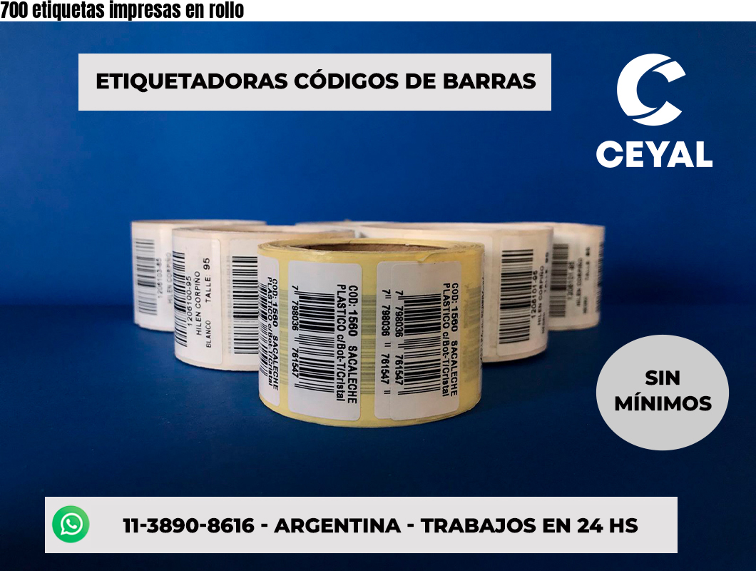 700 etiquetas impresas en rollo