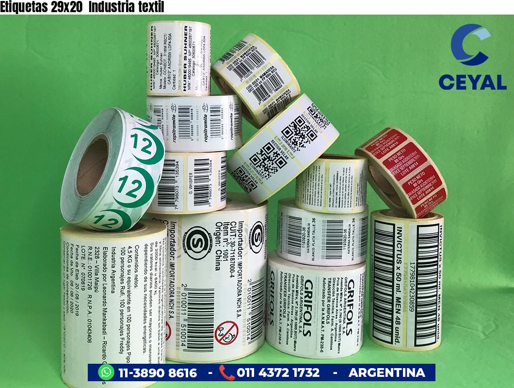 Etiquetas 29x20  Industria textil