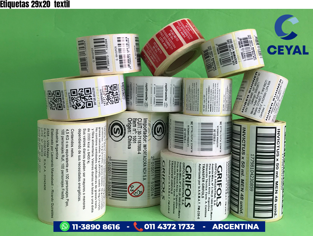 Etiquetas 29x20  textil