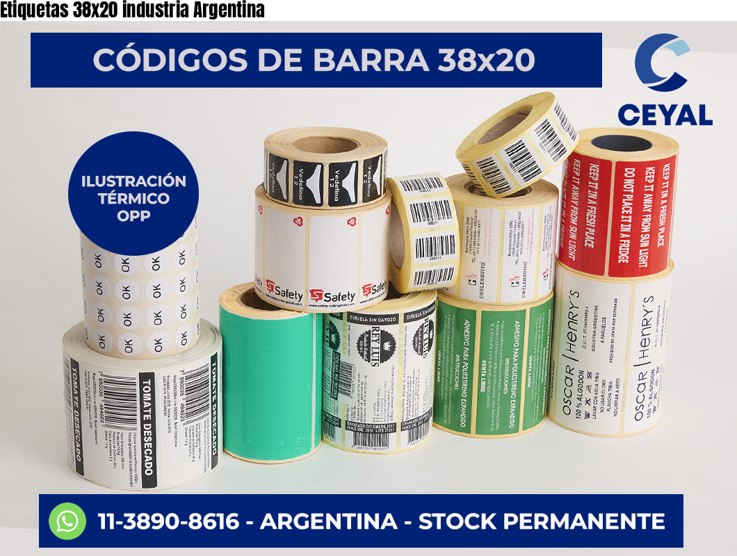 Etiquetas 38×20 industria Argentina
