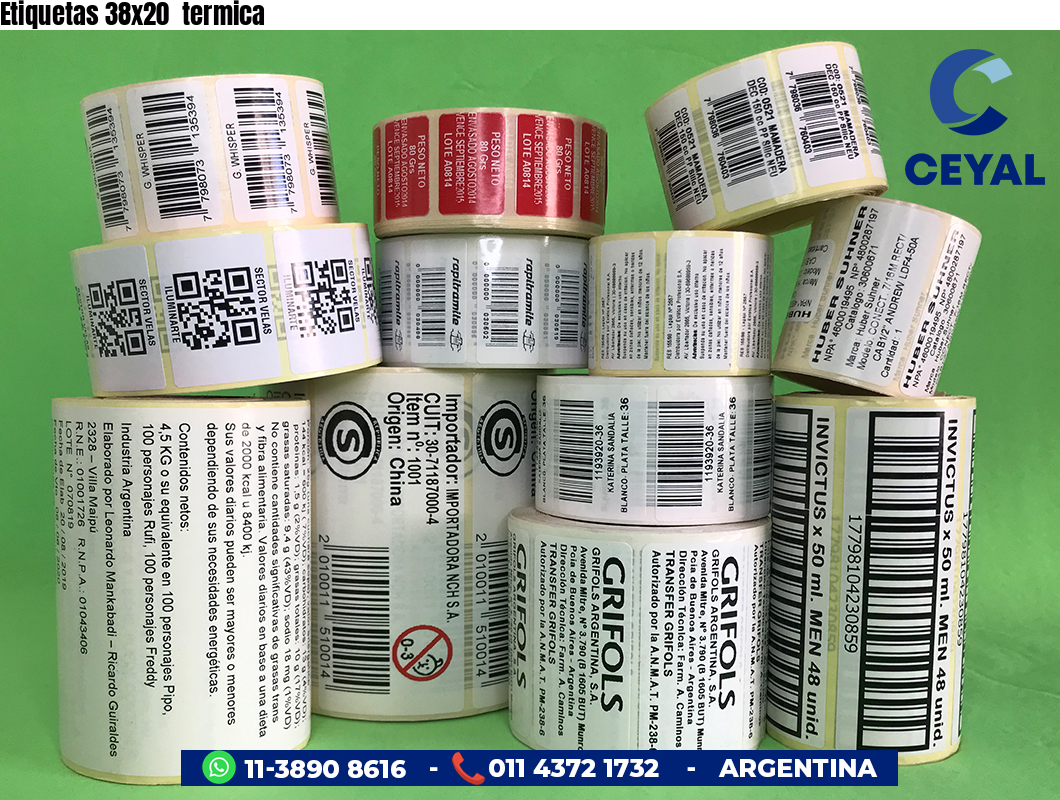 Etiquetas 38x20  termica