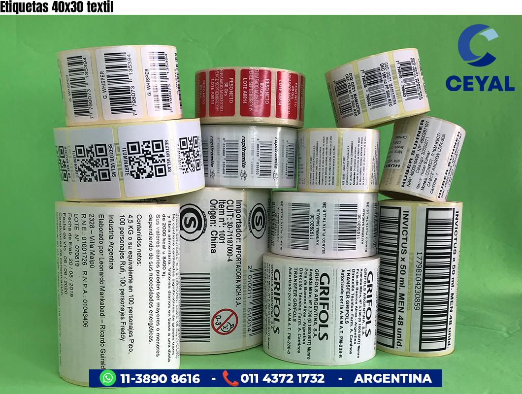 Etiquetas 40x30 textil