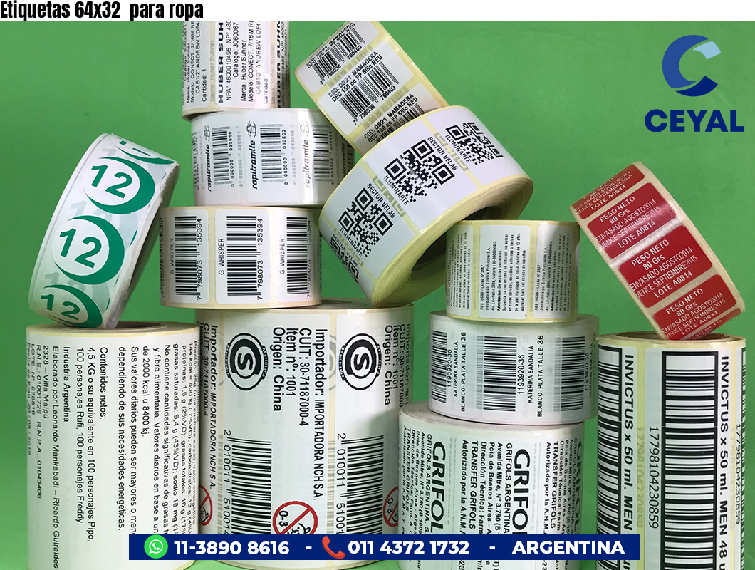 Etiquetas 64x32  para ropa