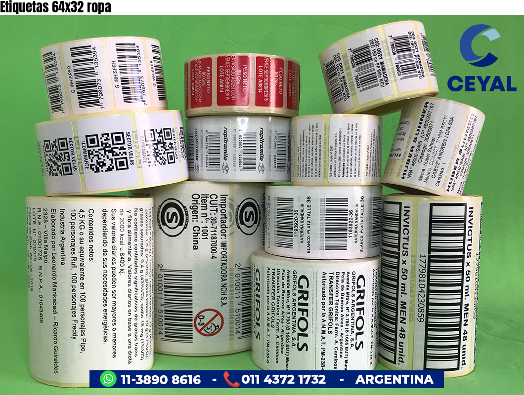Etiquetas 64x32 ropa
