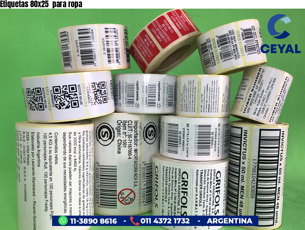 Etiquetas 80x25  para ropa