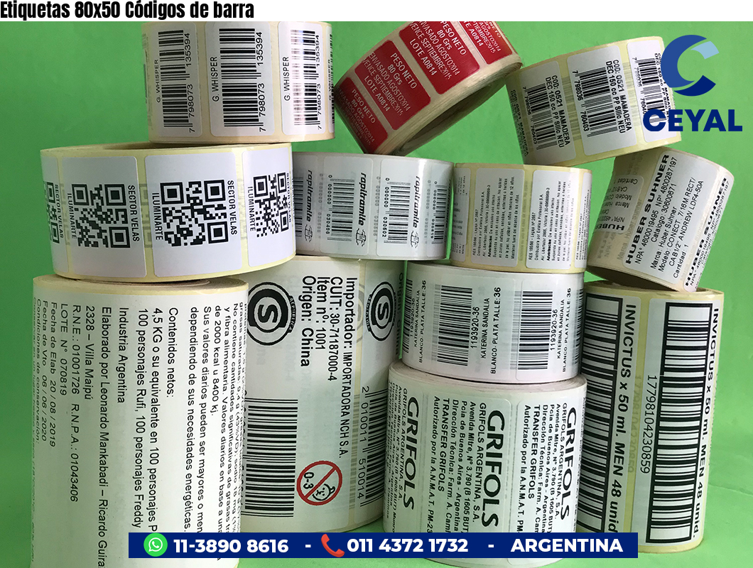 Etiquetas 80x50 Códigos de barra