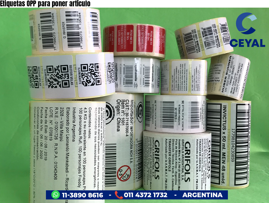 Etiquetas OPP para poner artículo