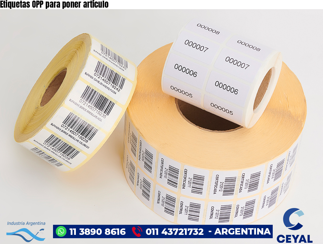 Etiquetas OPP para poner artículo