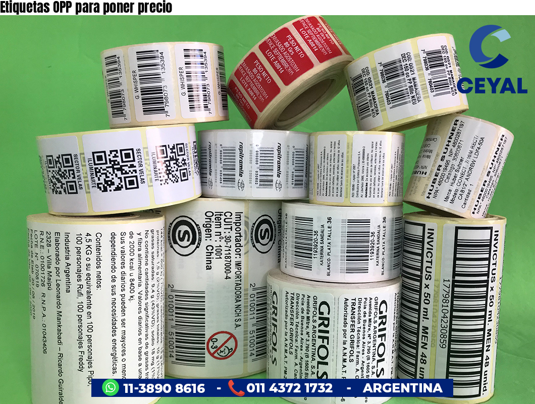 Etiquetas OPP para poner precio
