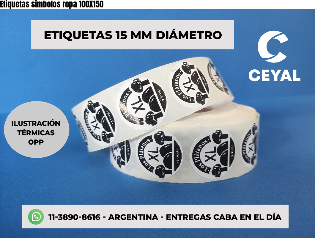 Etiquetas simbolos ropa 100X150