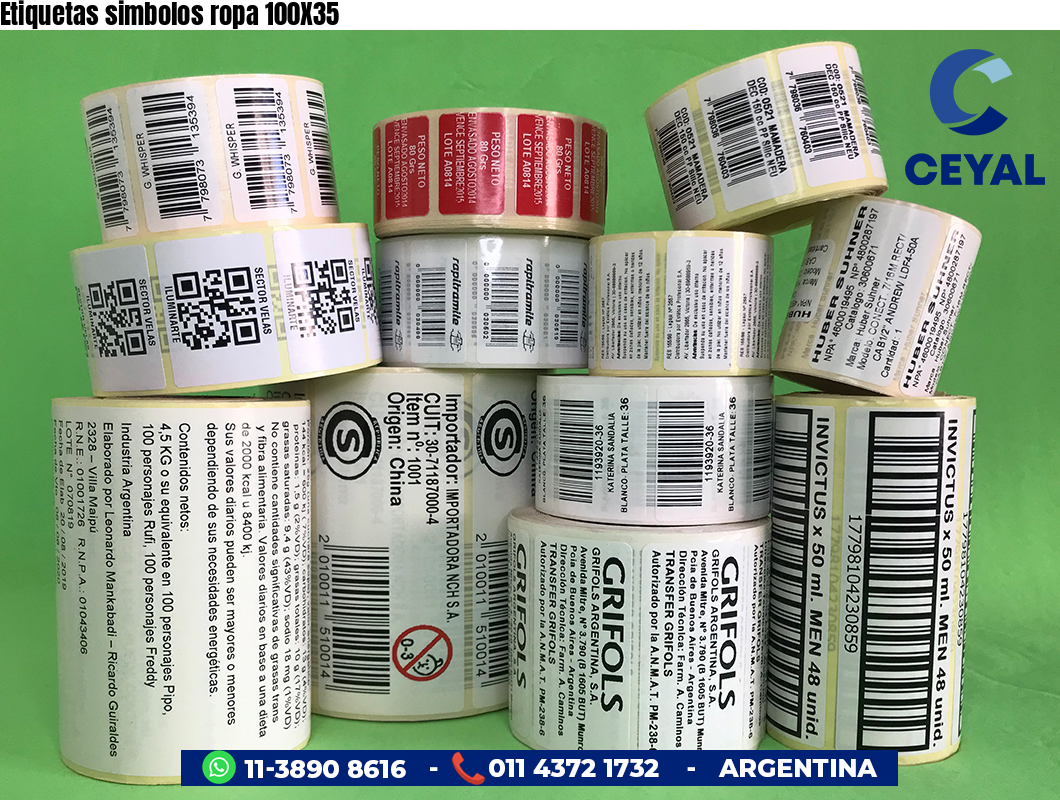 Etiquetas simbolos ropa 100X35