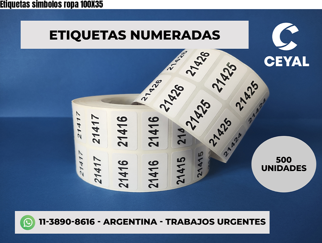 Etiquetas simbolos ropa 100X35