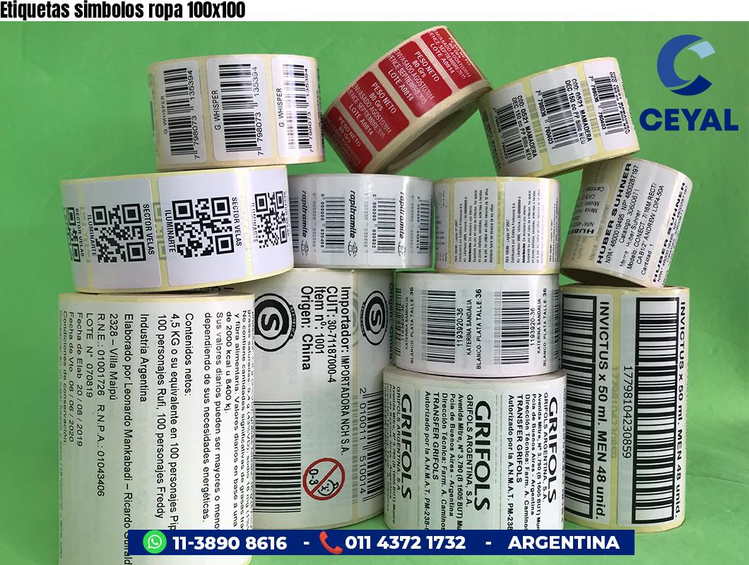 Etiquetas simbolos ropa 100x100