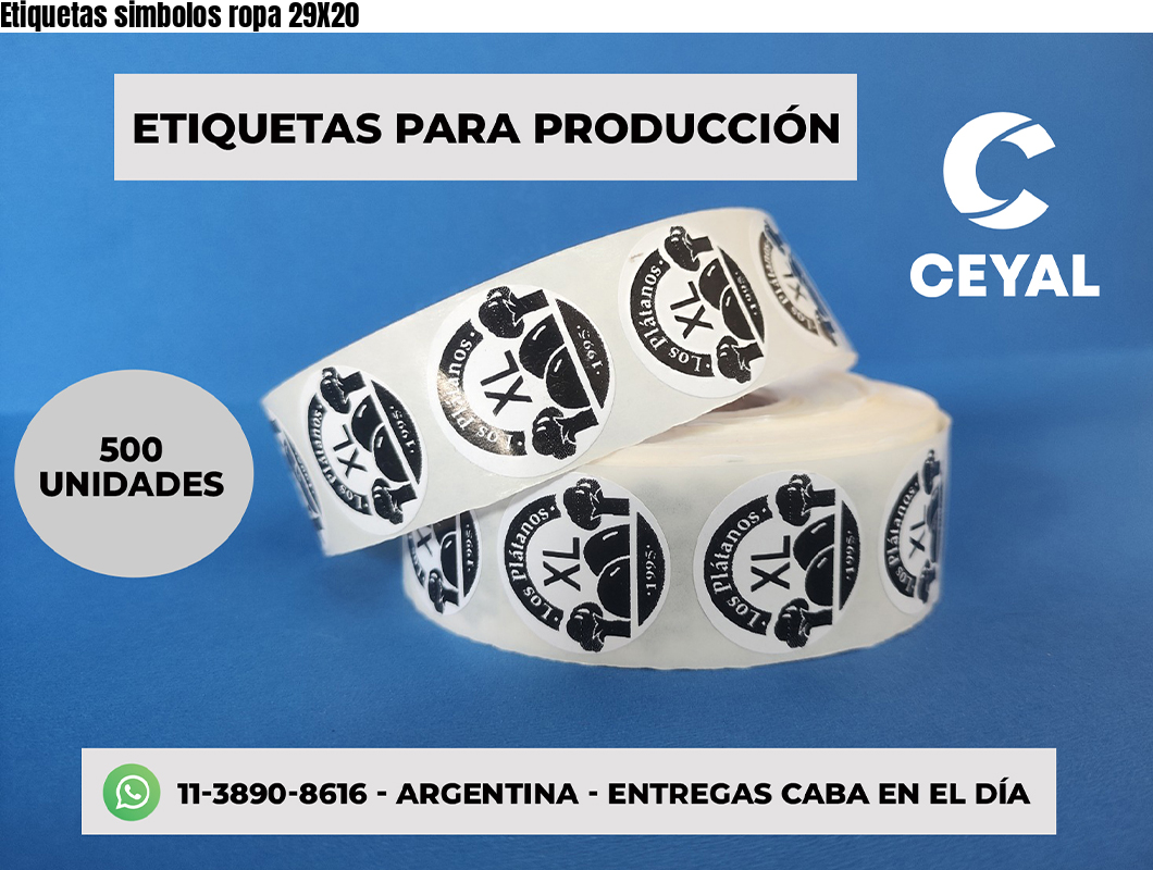 Etiquetas simbolos ropa 29X20