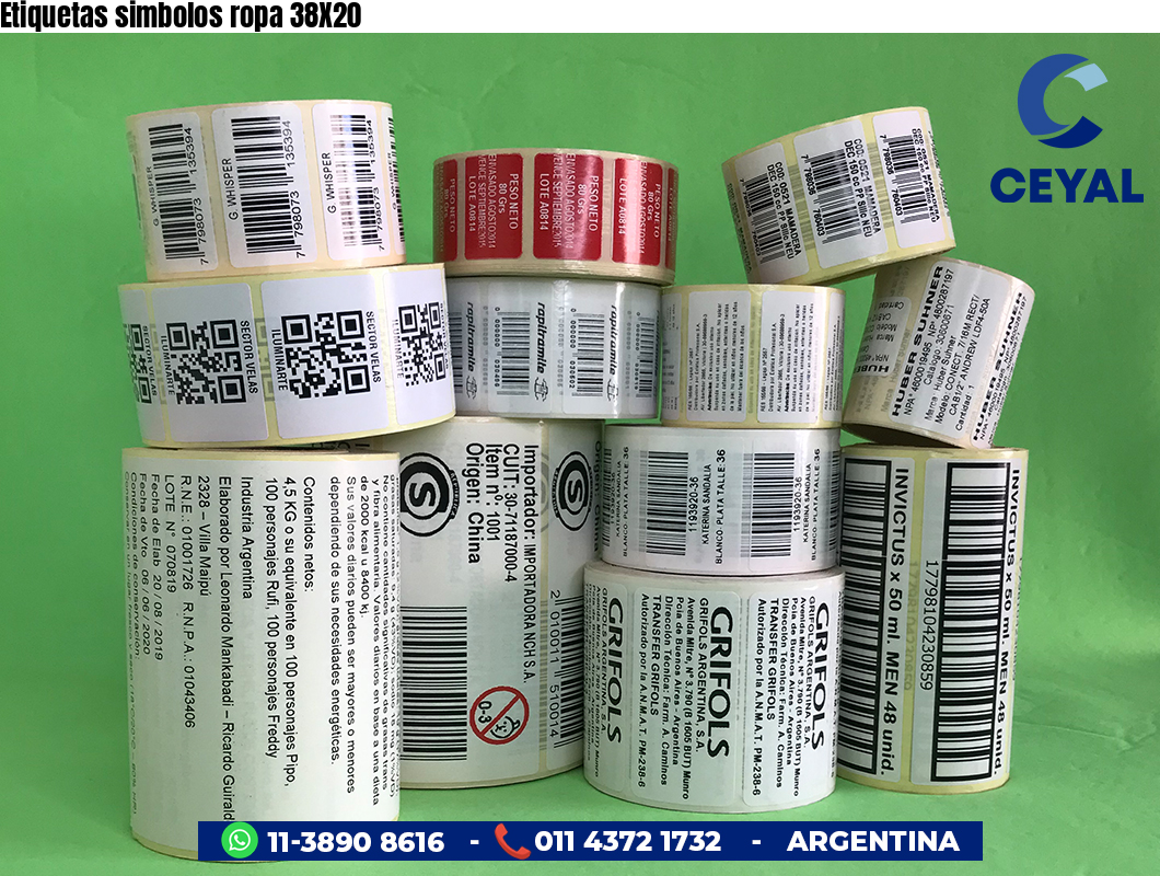 Etiquetas simbolos ropa 38X20