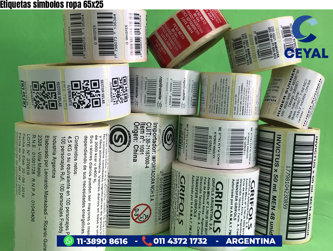 Etiquetas simbolos ropa 65x25