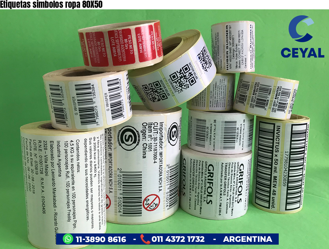 Etiquetas simbolos ropa 80X50
