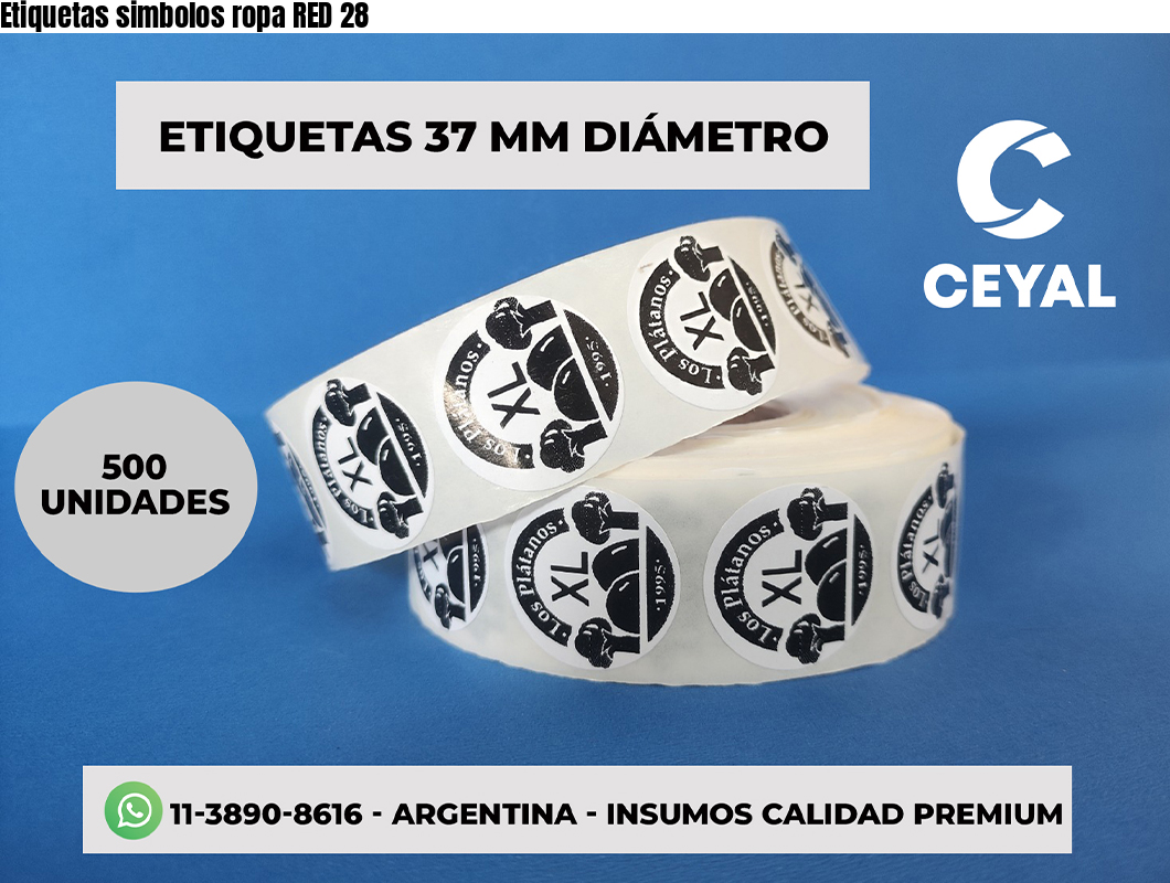 Etiquetas simbolos ropa RED 28