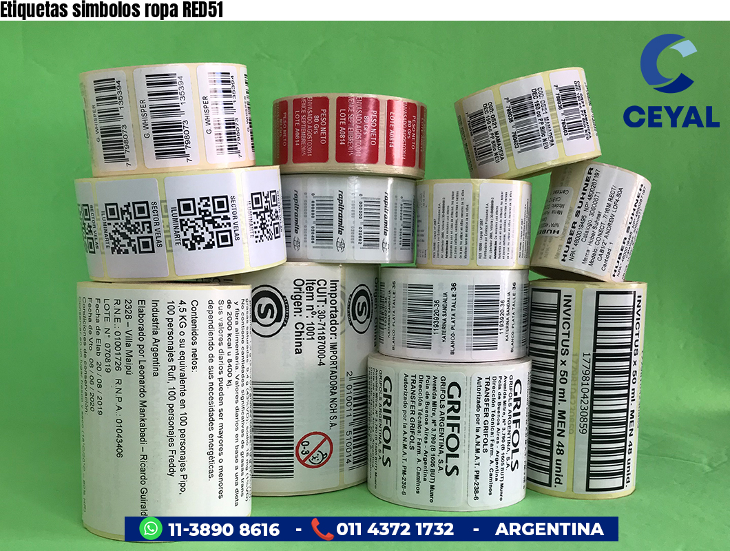 Etiquetas simbolos ropa RED51