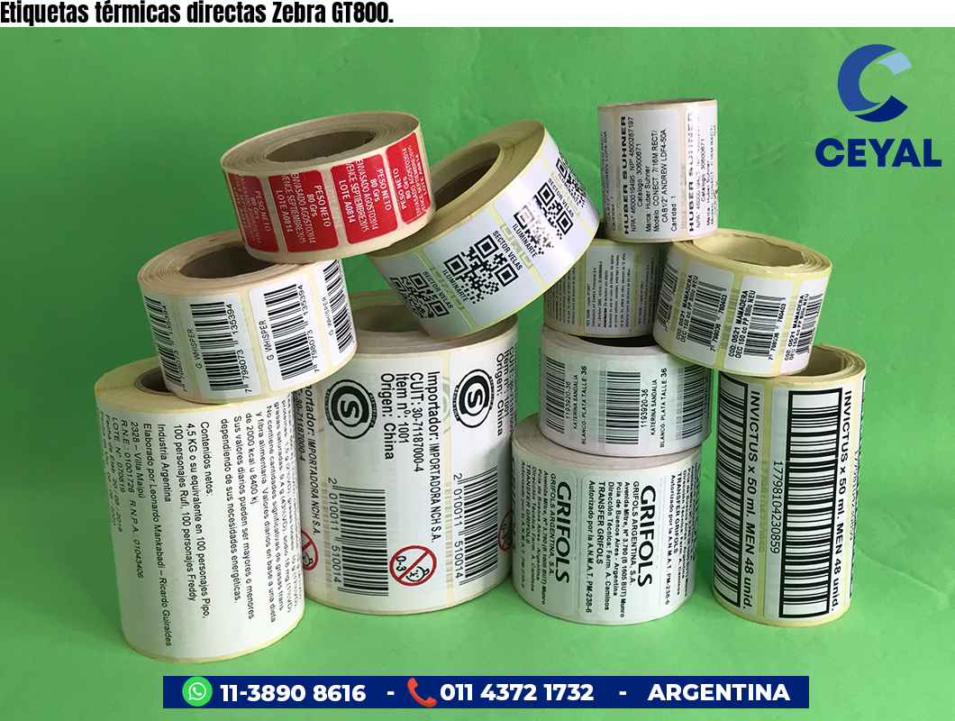 Etiquetas térmicas directas Zebra GT800.