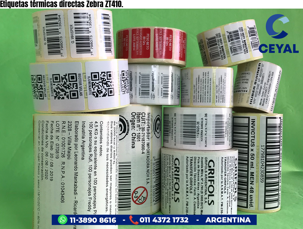 Etiquetas térmicas directas Zebra ZT410.