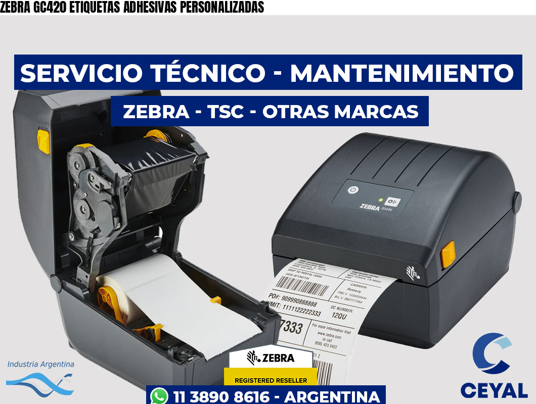 ZEBRA GC420 ETIQUETAS ADHESIVAS PERSONALIZADAS