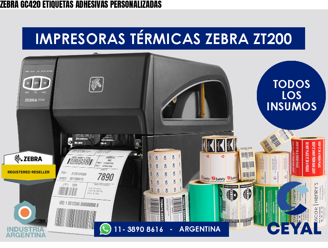 ZEBRA GC420 ETIQUETAS ADHESIVAS PERSONALIZADAS