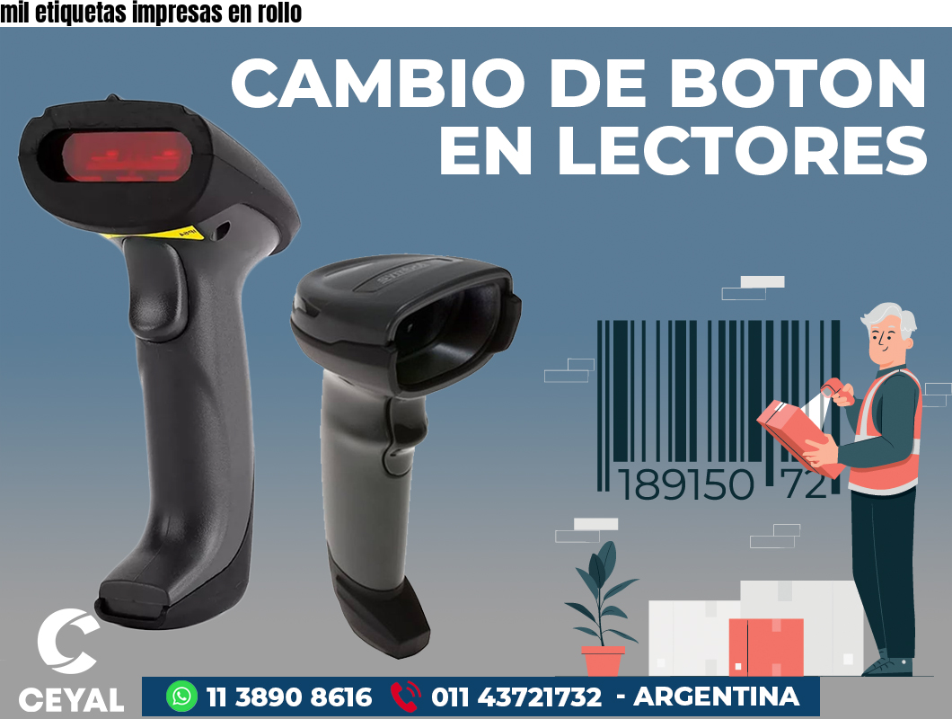 mil etiquetas impresas en rollo