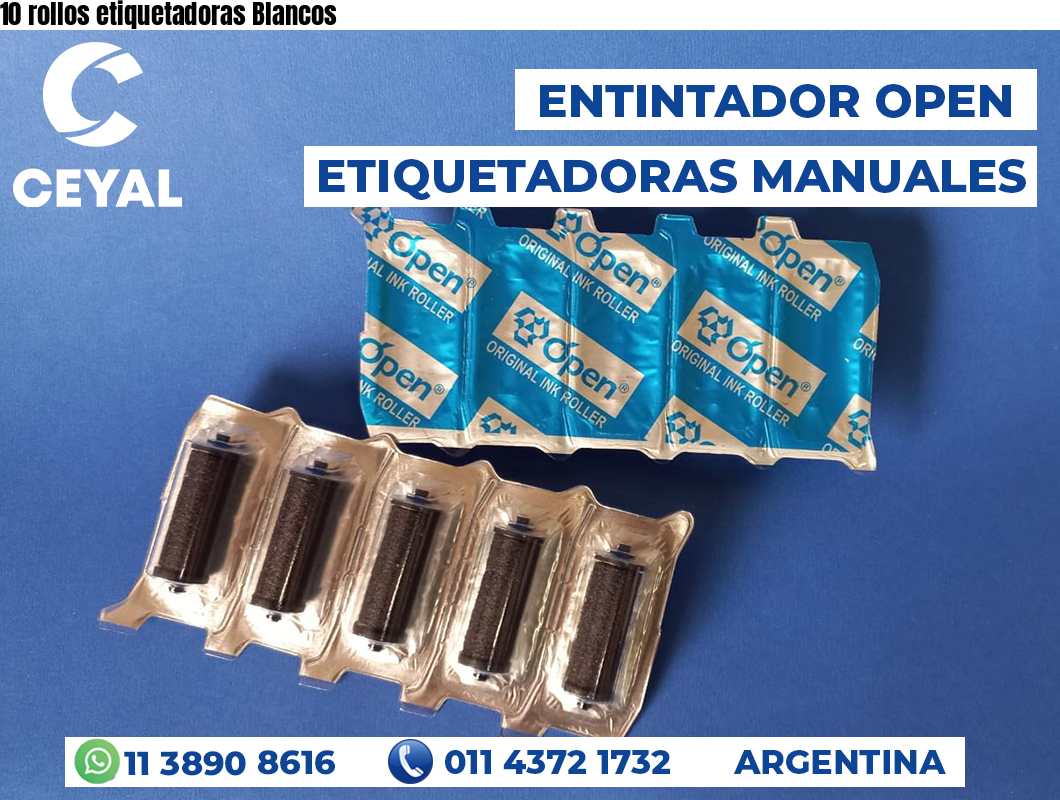 10 rollos etiquetadoras Blancos
