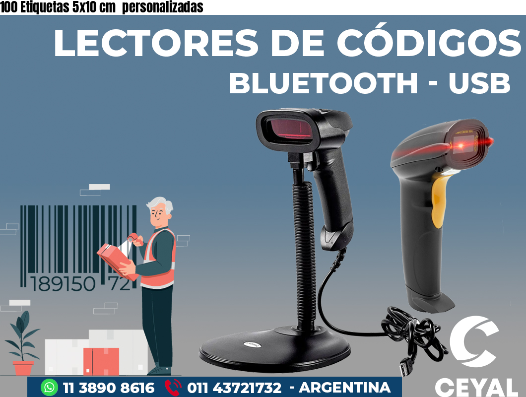 100 Etiquetas 5x10 cm  personalizadas