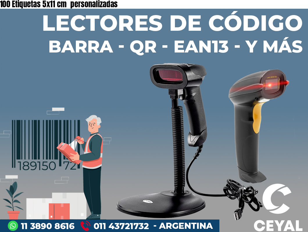 100 Etiquetas 5x11 cm  personalizadas