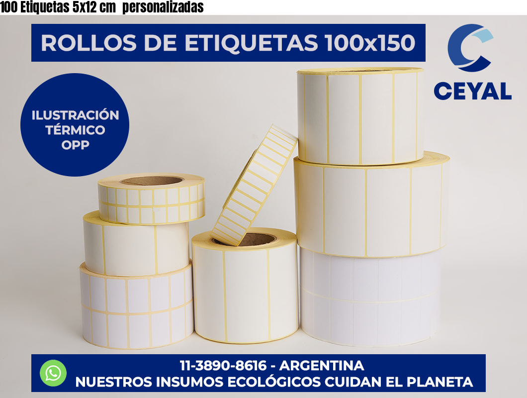 100 Etiquetas 5×12 cm  personalizadas