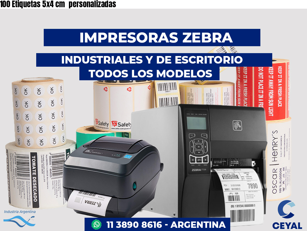 100 Etiquetas 5x4 cm  personalizadas
