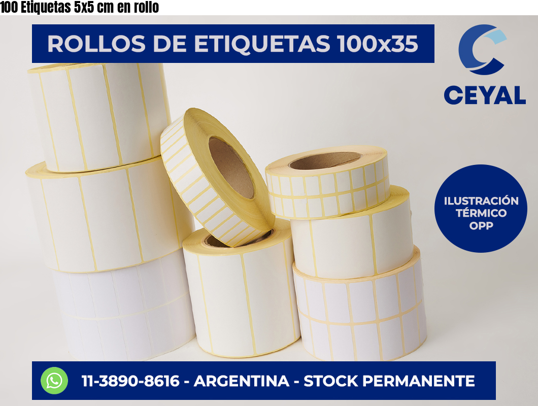 100 Etiquetas 5×5 cm en rollo