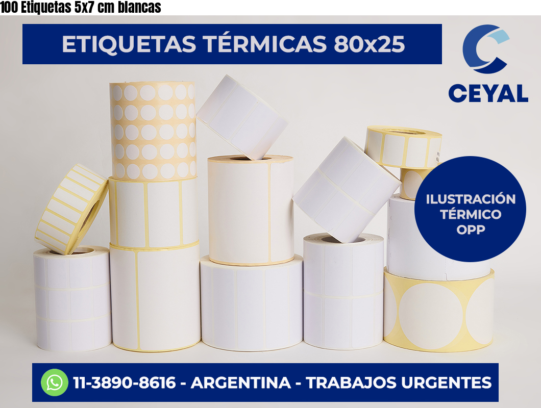 100 Etiquetas 5×7 cm blancas