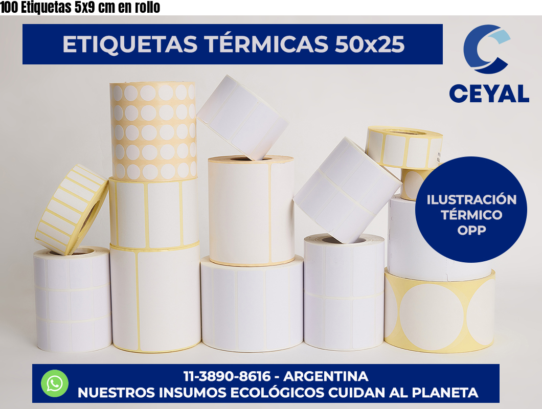 100 Etiquetas 5×9 cm en rollo
