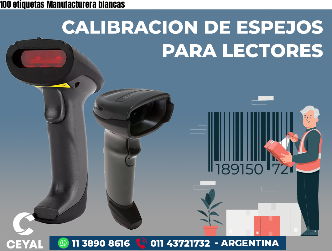 100 etiquetas Manufacturera blancas
