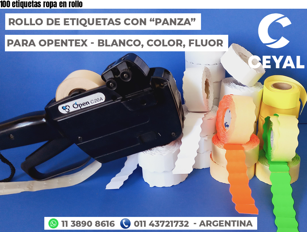 100 etiquetas ropa en rollo