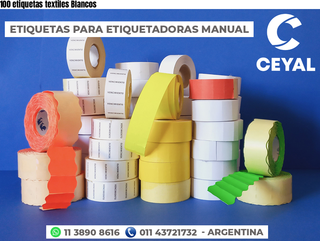 100 etiquetas textiles Blancos