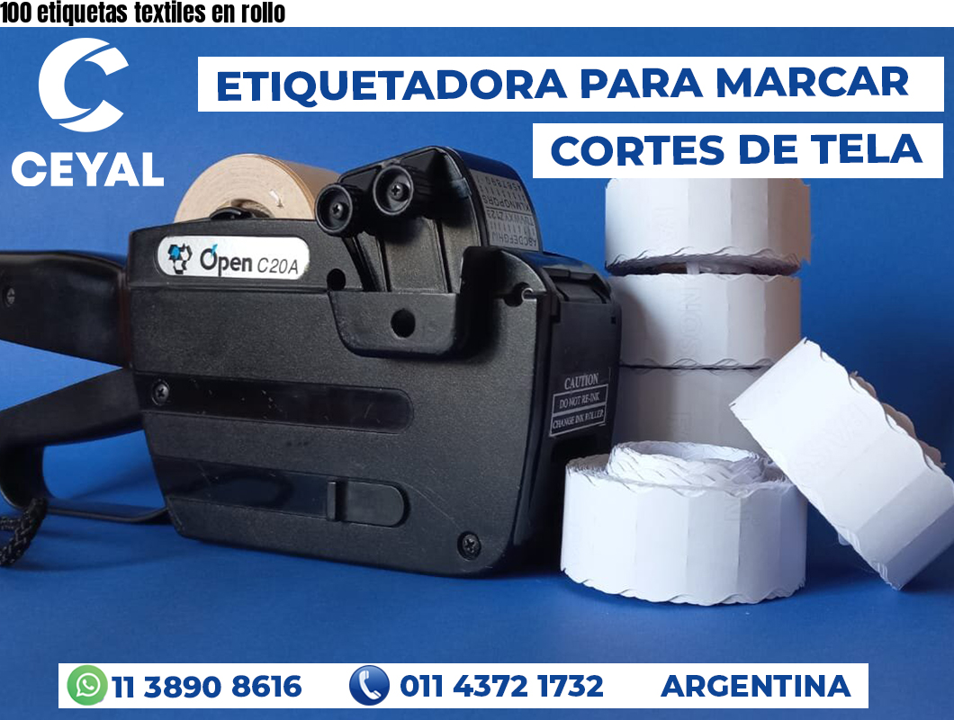 100 etiquetas textiles en rollo