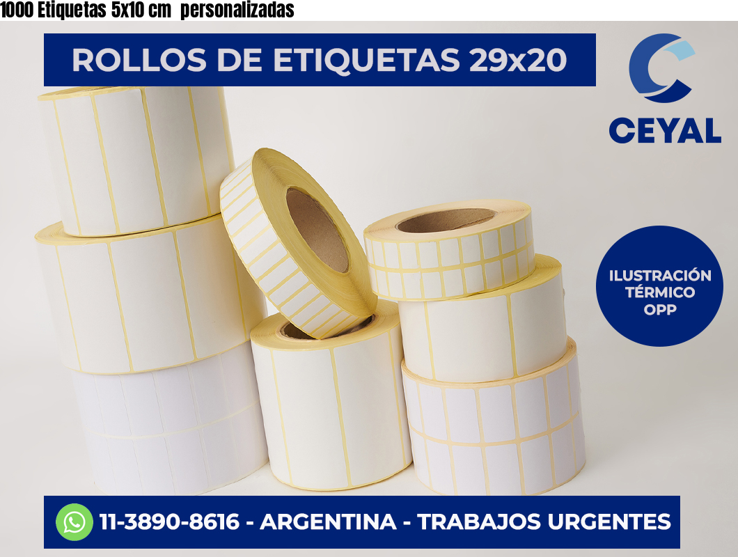 1000 Etiquetas 5×10 cm  personalizadas