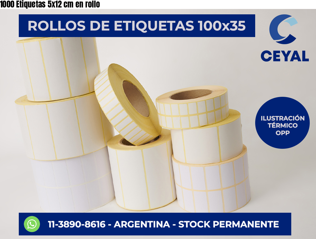 1000 Etiquetas 5×12 cm en rollo