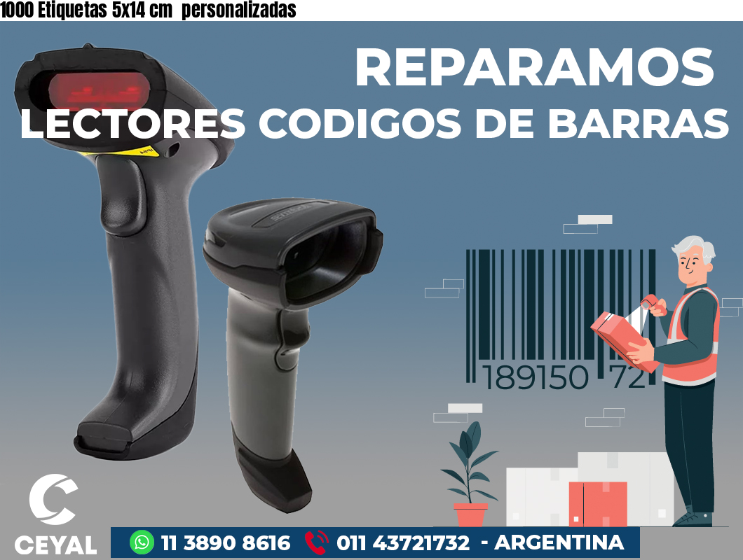 1000 Etiquetas 5x14 cm  personalizadas