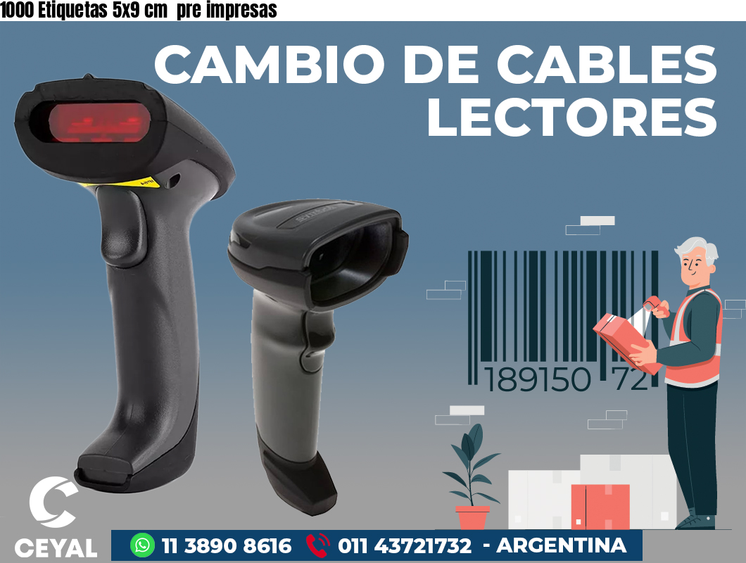 1000 Etiquetas 5x9 cm  pre impresas