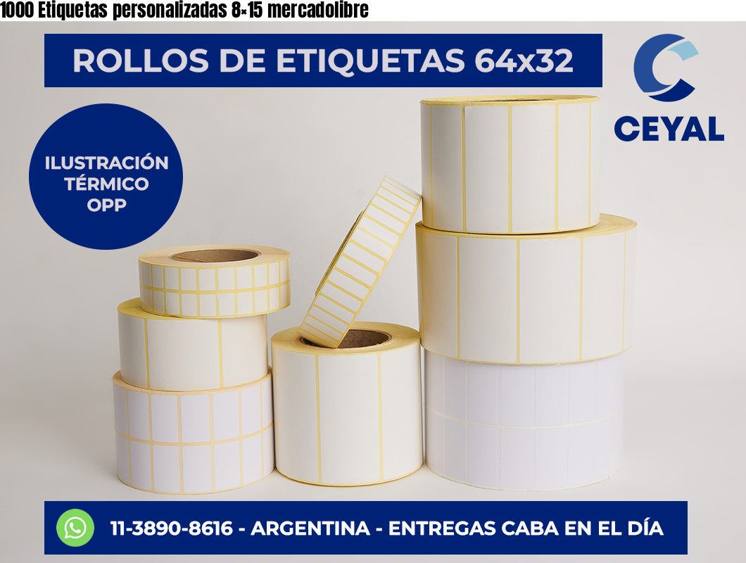 1000 Etiquetas personalizadas 8×15 mercadolibre