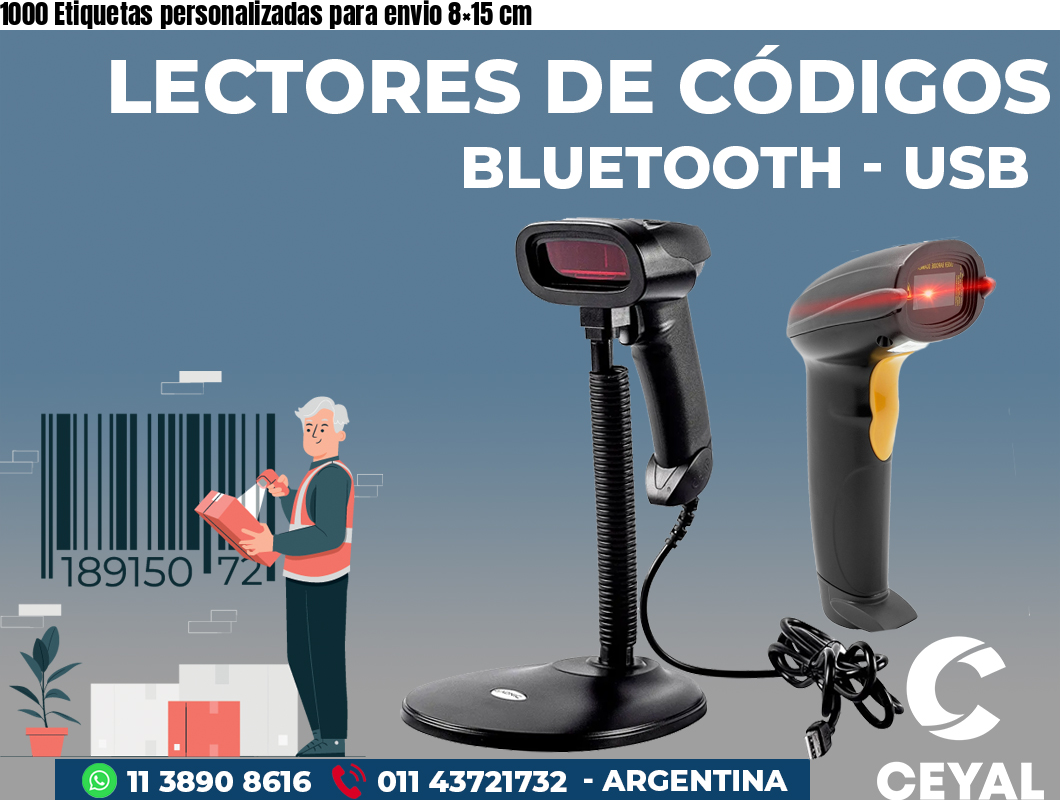 1000 Etiquetas personalizadas para envio 8×15 cm