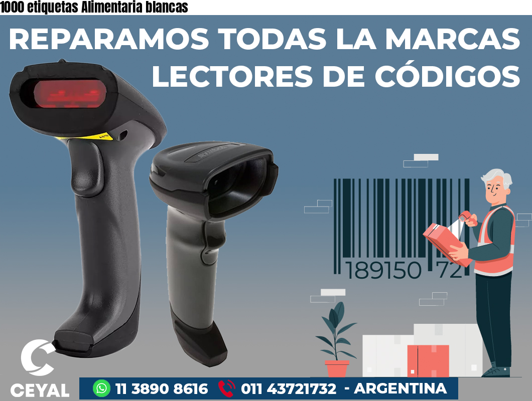 1000 etiquetas Alimentaria blancas