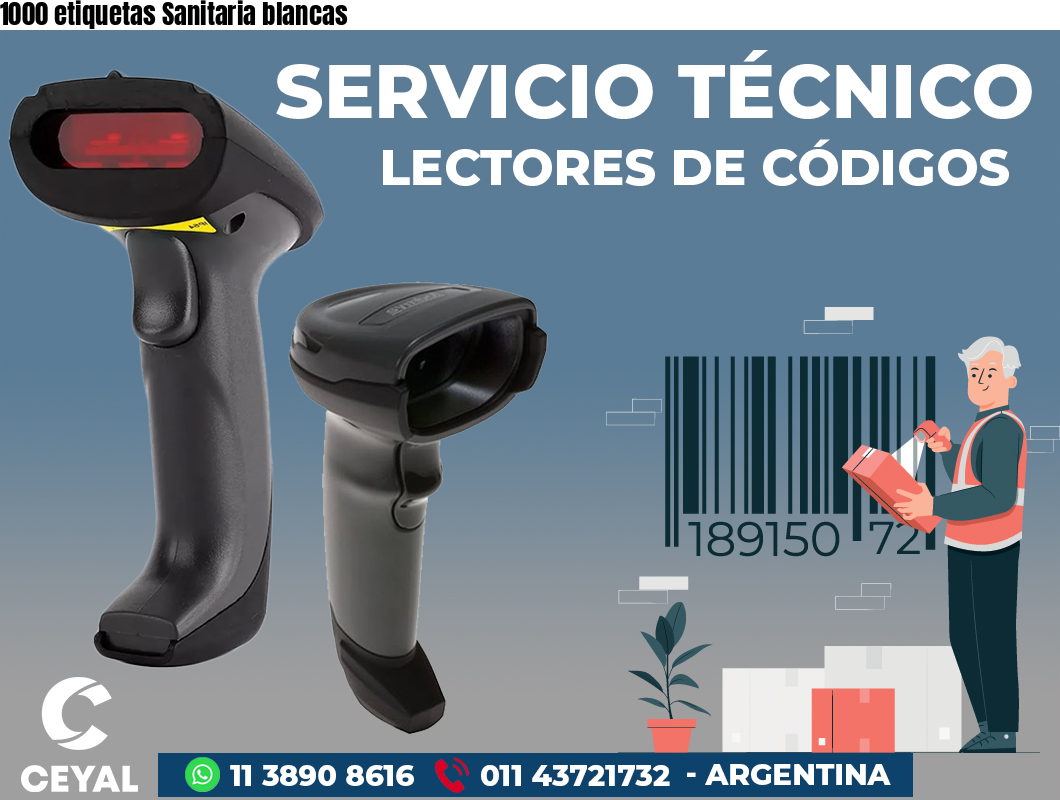 1000 etiquetas Sanitaria blancas
