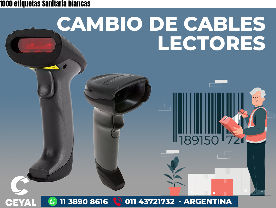 1000 etiquetas Sanitaria blancas