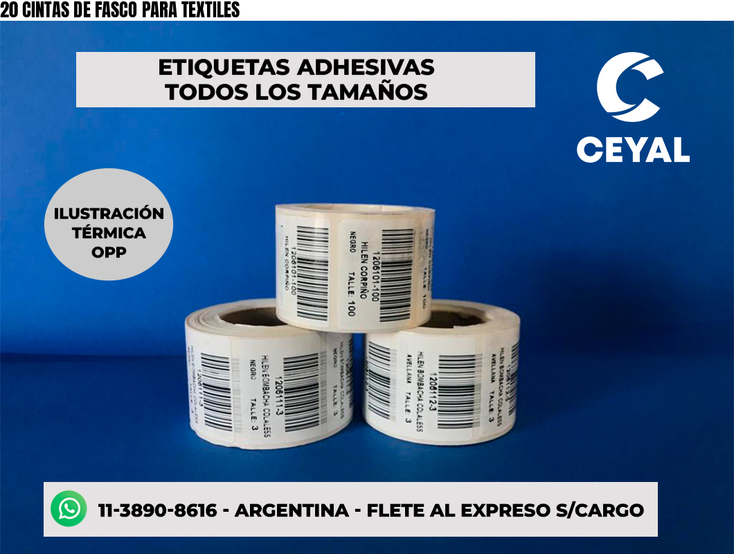 20 CINTAS DE FASCO PARA TEXTILES